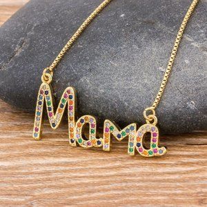 Mama Necklace - Gold Plated Copper & Austrian Crystals